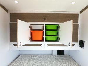 Open cabinet space for storage.