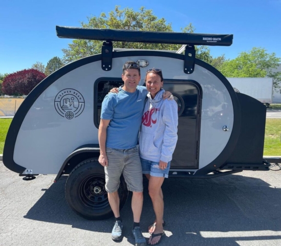 Teardrop Trailer, Off Road Trailer, RV Dealership, Rhino Rack Awning, Timbren Independent Suspension, Stand on Fenders, Spare Tire