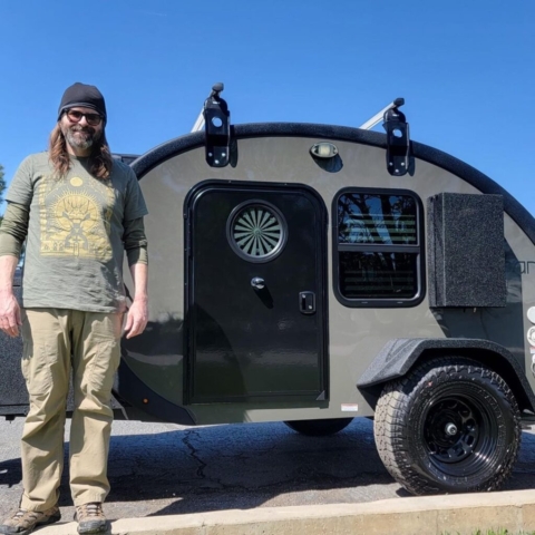 Teardrop Trailer, Off Road Trailer, RV Dealership, Rhino Rack Awning, Timbren Independent Suspension, Stand on Fenders, Spare Tire