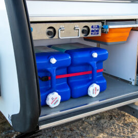 Water storage space located at the rear of the trailer.