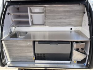 Cook outside, Outside kitchen Camper, Pass through storage