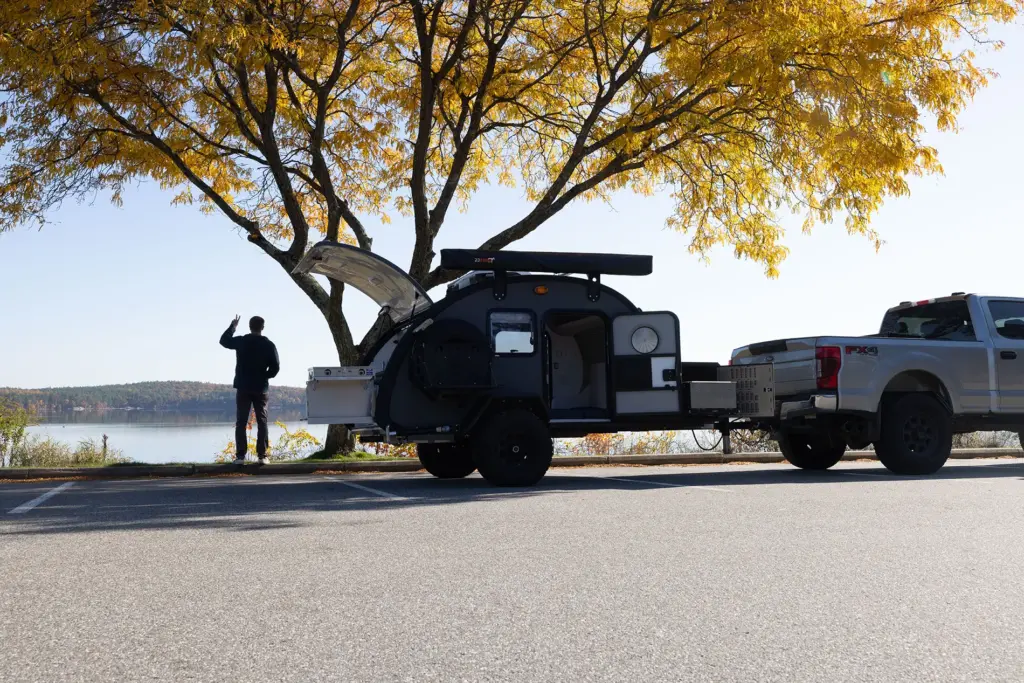 Bean Trailer full set up in a parking lot