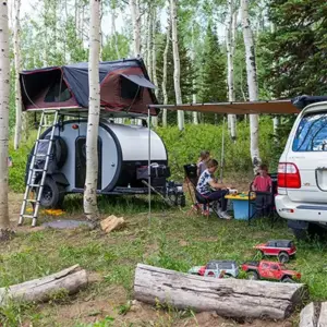 Family camping with a Bean Trailer