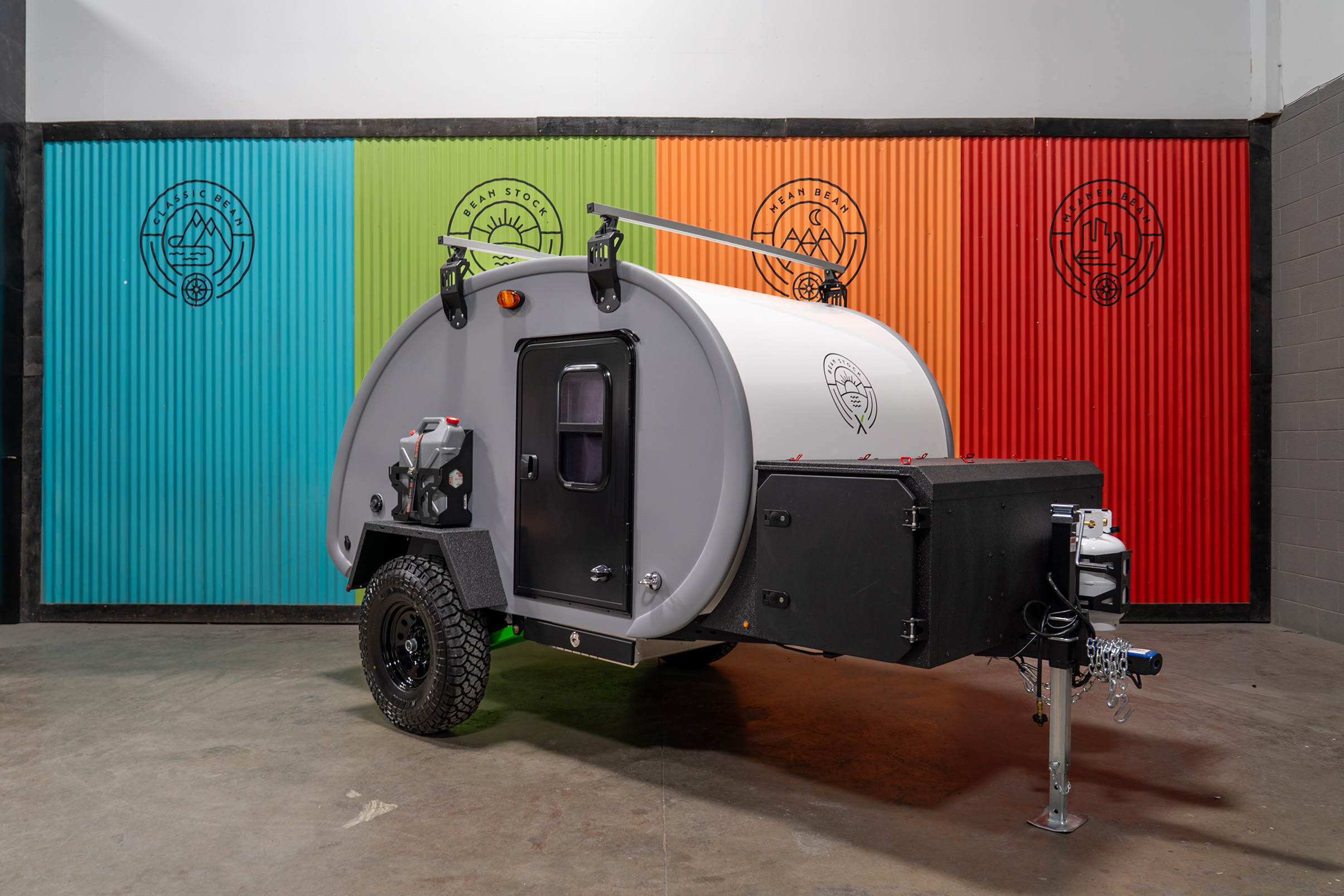 Bean Stock X Off-Road Teardrop Camper Trailer Rugged, Capable, Lightweight, Adventure-Ready, Light Grey, Dove Grey I-246