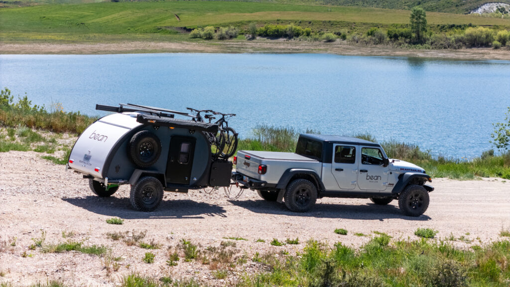 Meaner Bean off-road camper trailer on a dirt trail
