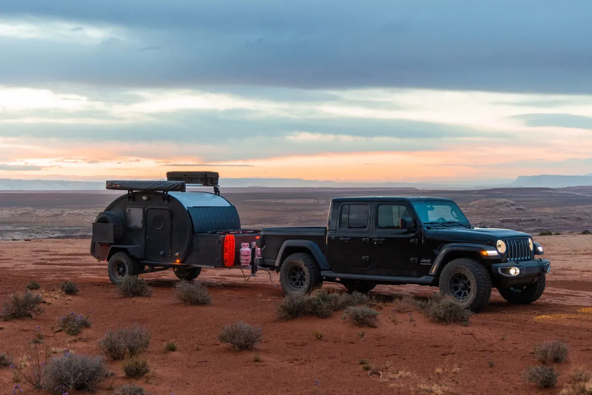 Black Bean off-road teardrop on the trail