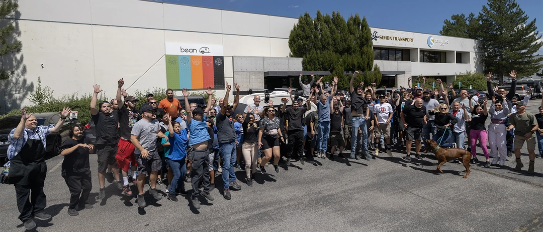 Bean owners gathered at the factory for the one thousandth trailer